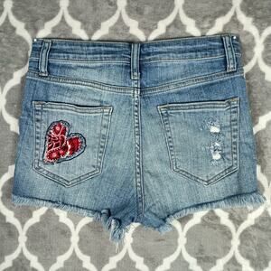 Denim Cut Off Shorts Women Medium Blue Distressed Western Cowgirl Bandana
